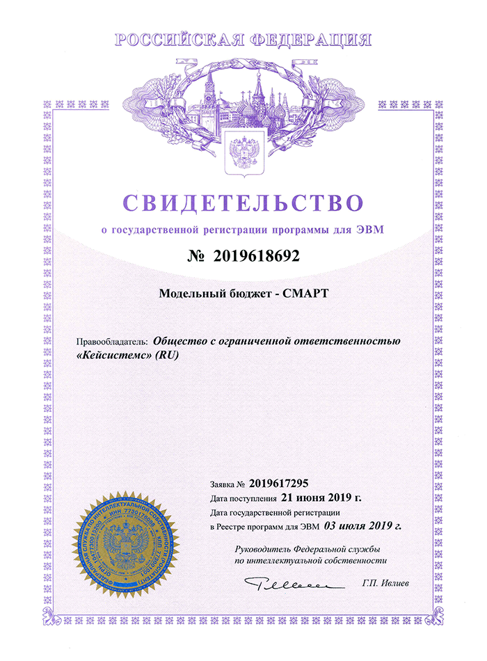 Свидетельство о государственной регистрации программы для ЭВМ №2019618692