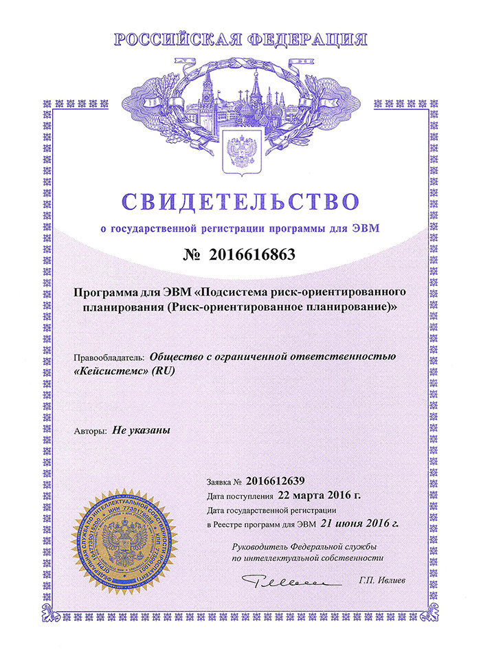 Свидетельство о государственной регистрации программы для ЭВМ №2016616863
