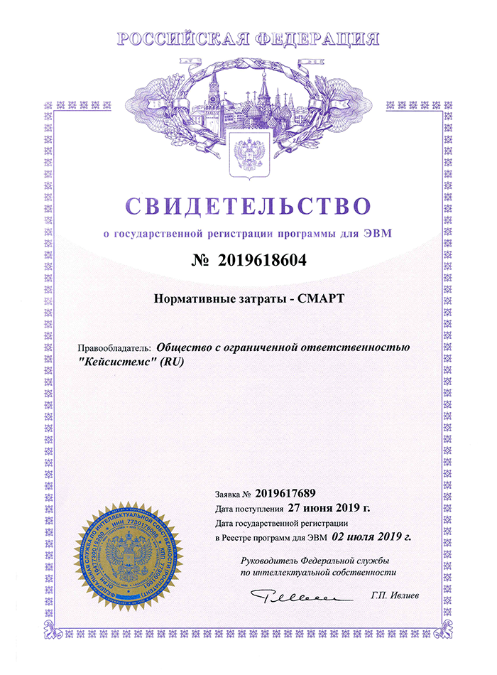 Свидетельство о государственной регистрации программы для ЭВМ №2019618604